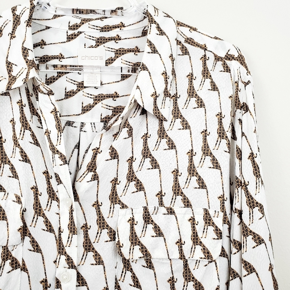 Chico's | Whimsy Cheetah Print Button Front Blouse - image 5